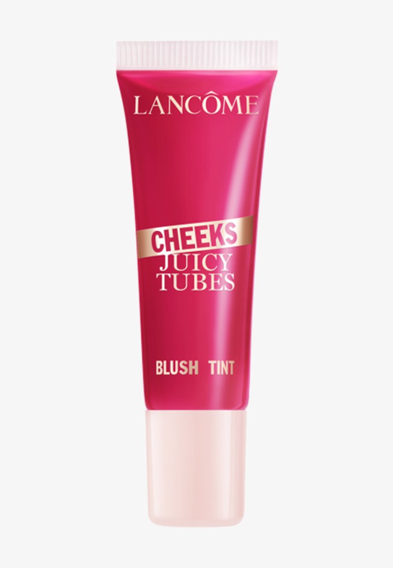 Teint de blush Lancôme Cheeks Juicy Tubes dans un petit tube rouge et rose à presser avec un bouchon blanc.