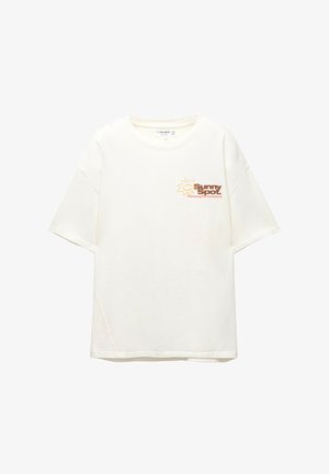 PULL&BEAR SUN GRAPHIC - Nyomott mintás póló - white