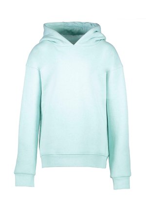 Hoody in licht mintgroen, gemaakt van zachte stof, met een relaxed fit, ribbelboorden en een kangoeroezak ontwerp.