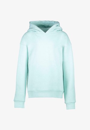 Hoody in licht mintgroen, gemaakt van zachte stof, met een relaxed fit, ribbelboorden en een kangoeroezak ontwerp.