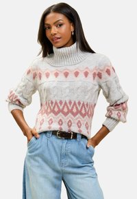 Lipsy REGULAR FIT - FAIRISLE CABLE COWL NECK  - Vesta - grey