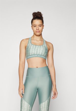 CROSSBACK MID PRINT - Vidutiniškai krūtinę prilaikanti sportinė liemenėlė - silica green/hydro green