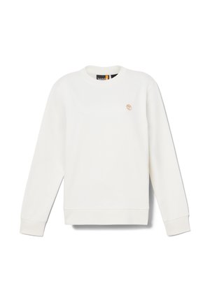 Witte sweatshirt gemaakt van een zachte katoenmix, met een geribde ronde hals, lange mouwen en een klein gouden logo op de linkerborst.