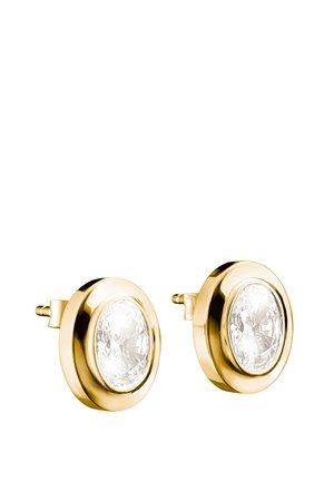 OVAL MIT ZIRKONIASTEINEN - Ohrringe - gelbgoldfarben/weiß