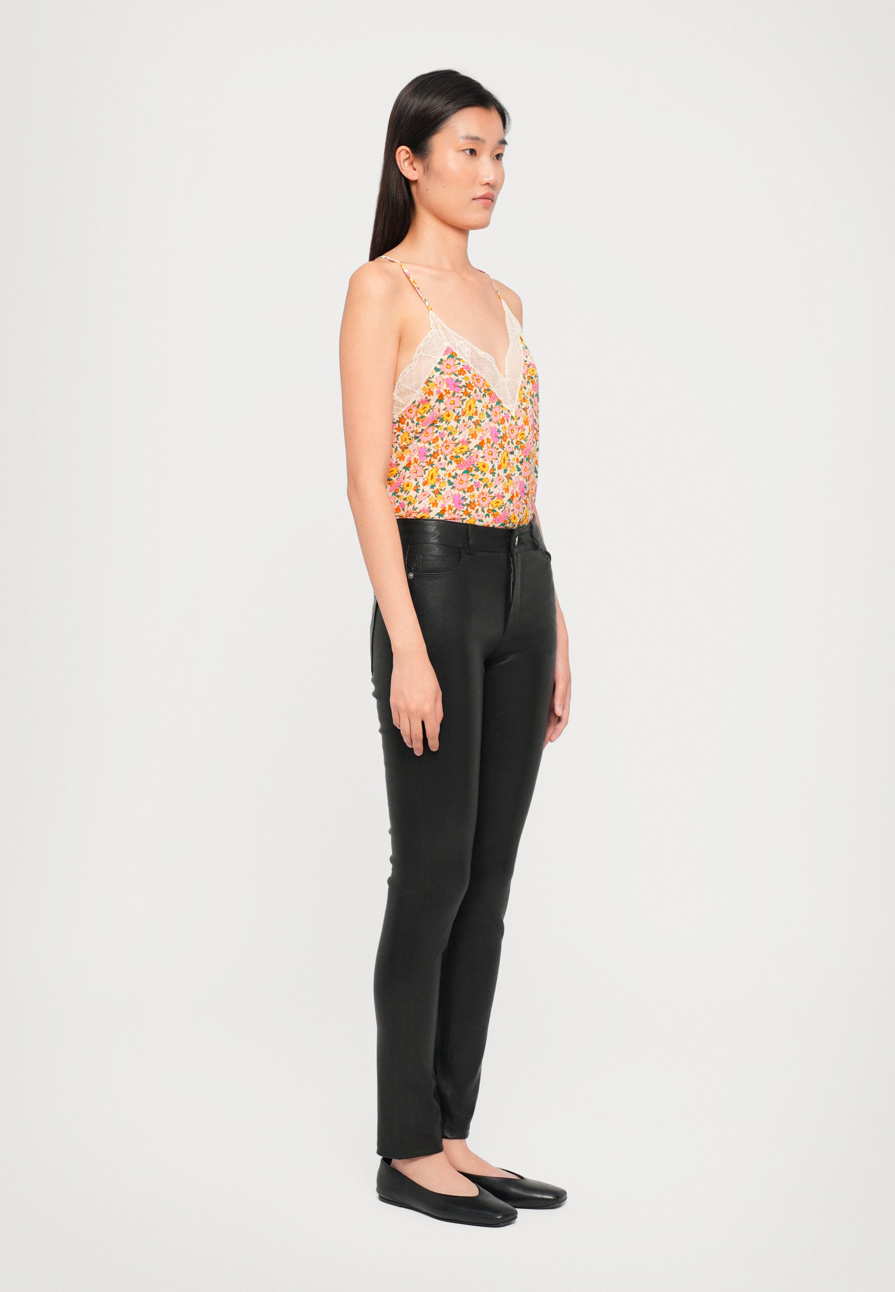 Zadig & Voltaire PHLAME CUIR LISSE - Leather trousers - black