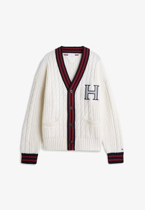 Tommy Hilfiger, CABLE KNIT WOOL BLEND LETTERMAN CARDIGAN - Жилетка - ivory petal