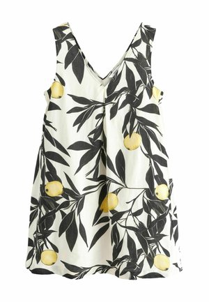 V-NECK REGULAR FIT - Rochie de zi - ecru yellow lemon print