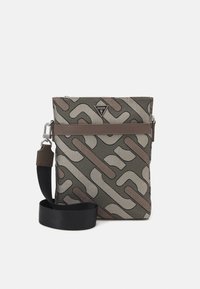 Guess ROMA XBODY FLAT FRONT ZIPPER - Axelremsväska - taupe/green/taupe ...