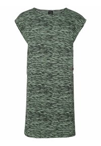 Grönmönstrad topp med korta ärmar som har svarta vågmönster. Gjord av mjukt tyg med rund hals och avslappnad passform.