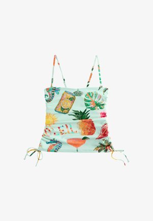 Next, TALL FIT - ADJUSTABLE RUCHED SIDE BANDEAU TANKINI TOP - Vrchný diel bikín - mint green mosaic conversational