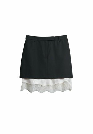 BHOEM, REGULAR FIT - LINGERIE TAILORED 2-IN-1 MINI SKIRT - sukňa v tvare A - black ecru