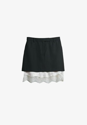 BHOEM, REGULAR FIT - LINGERIE TAILORED 2-IN-1 MINI SKIRT - sukňa v tvare A - black ecru