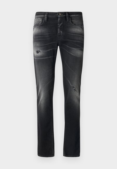 Emporio Armani TASCHE - Pieguloša piegriezuma džinsi - denim nero