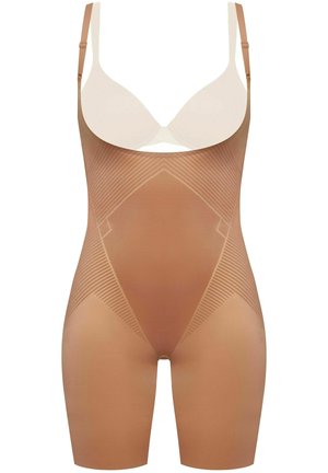 Spanx THINSTINCTS® 2.0 OPEN-BUST MID-THIGH BODYSUIT - Body - café au lait