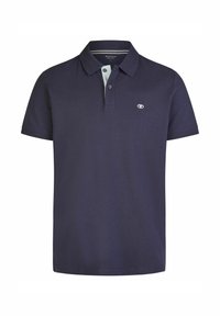 Polo shirt navy in misto cotone, con colletto a due bottoni, sottogola bianco e un piccolo logo sul lato sinistro del petto. Maniche corte.