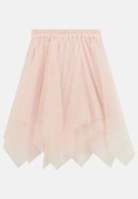 Gonna di tulle in rosa pallido, caratterizzata da un design a strati con una finitura trasparente e un orlo che passa al bianco. Vita elasticizzata.