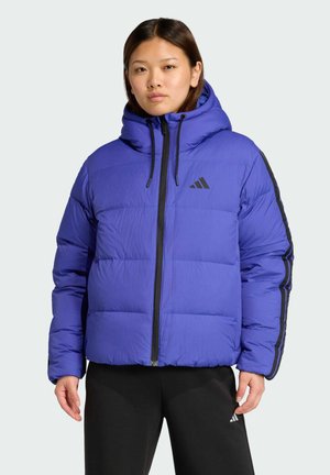 ESSENTIALS CLIMAWARM STRIPES PUFFER  HOODED - Dunjakker - semi lucid blue