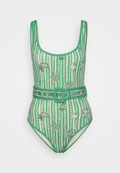 Alemais LULA BELTED ONE PIECE - Swimsuit - green/white