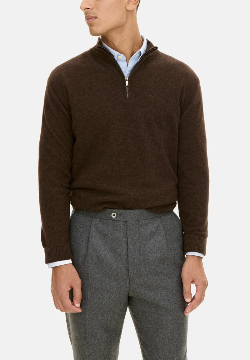 Oscar Jacobson JACQUES HALF ZIP - Trui - dusk brown