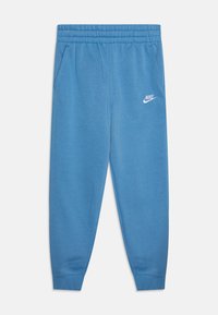 Debeszila Nike sporta bikses ar elastīgu jostasvietu, sānu kabatām un sašaurinātiem kājām. Uz kreisā augšstilba ir balts Nike logs.