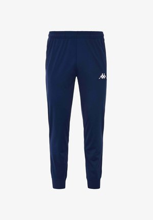 Pantaloni sportivi in blu navy con vita elasticizzata, gambe affusolate e accentuazione del logo bianco sull'anca sinistra. Realizzati in tessuto leggero e morbido.