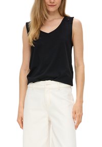s.Oliver MIT HÄKELSPITZEN-DETAILS - Top - schwarz