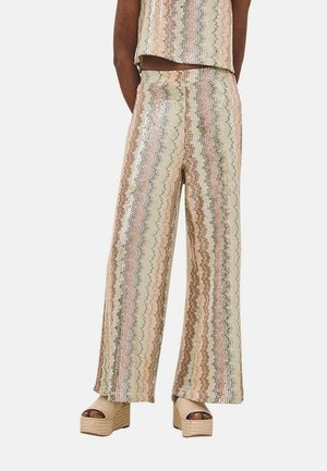 Nekane LARGO CON ESTAMPADO BRILLANTE DE RAYAS CINTURA CON GOMA - Pantalones - verde