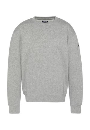 Grauer Sweatshirt aus Baumwollmischung, mit Rundhalsausschnitt, langen Ärmeln, gerippten Bündchen und einem Logopatch am linken Ärmel.