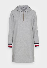 Tommy Hilfiger INTERLOCK HOODIE SHORT DRESS - Vestido de dia - light grey heather