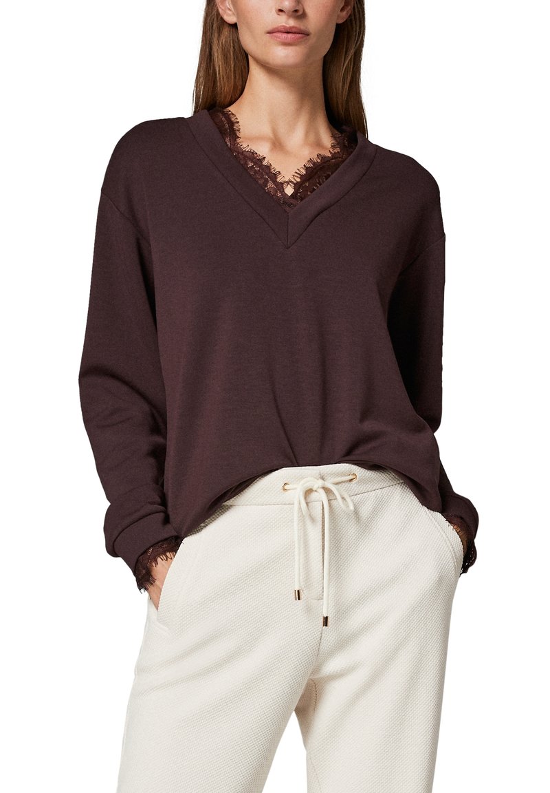Damen Sweatshirts | comma MIT SPITZENEINSATZ Sweatshirt brown/dunkelbraun - ST06365 Damen Sweatshirts | comma MIT SPITZENEINSATZ Sweatshirt brown/dunkelbraun - ST06365