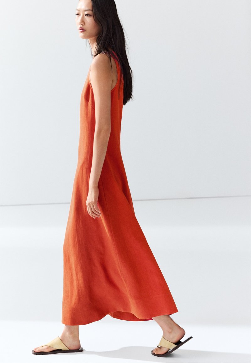 massimo dutti long flared halter dress 100% LINEN - Maxi dress - orange Sherri Hill Dress 57384