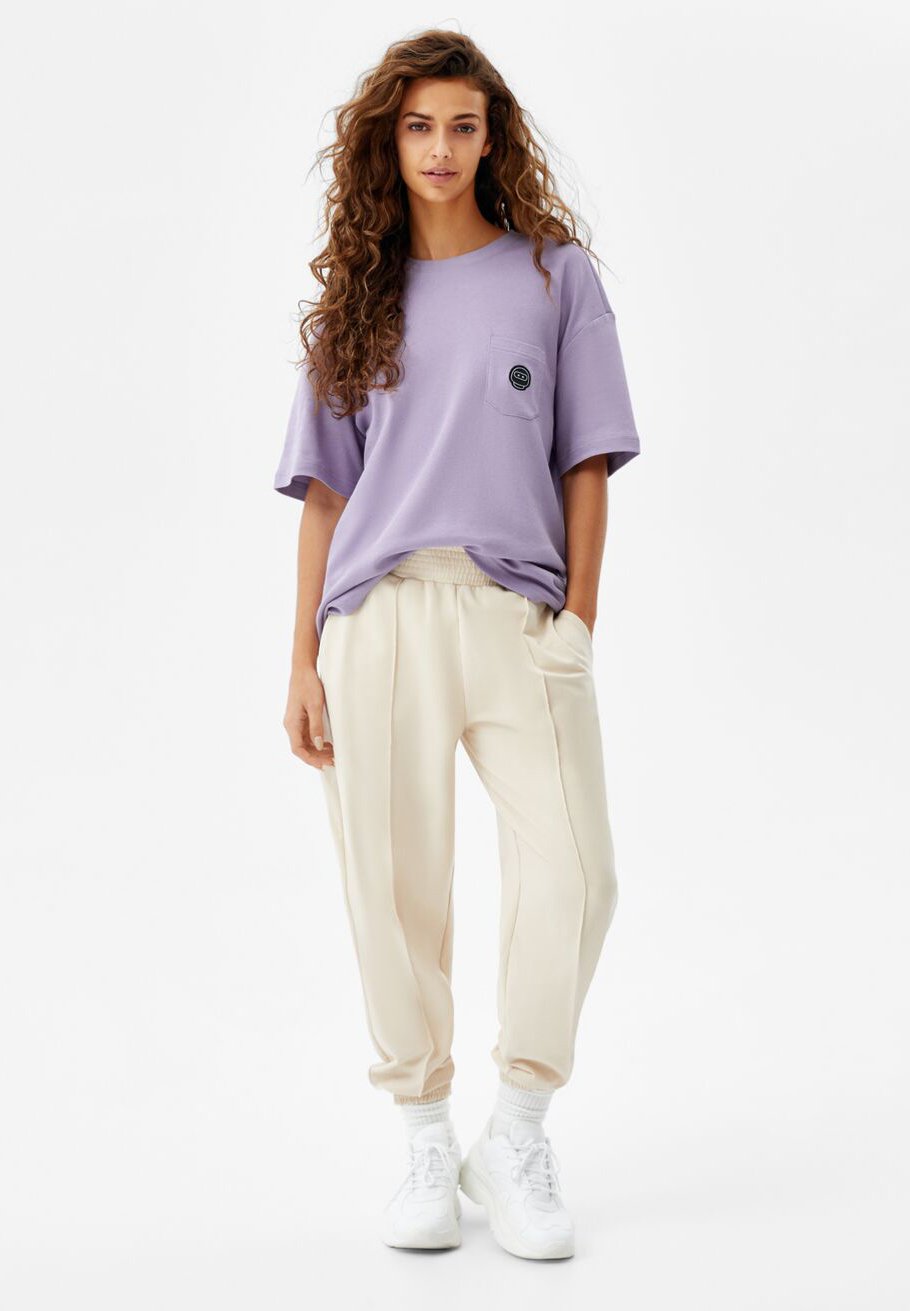 Bershka BOXY FIT - T-shirt basic - lilac/lilla - Zalando