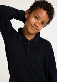 Lindex HALF-ZIP  - Stickad tröja - dark navy