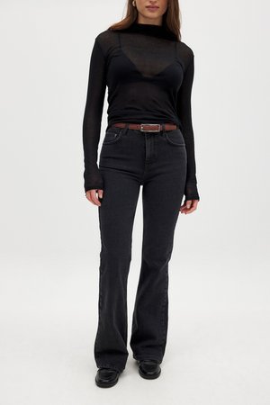 MIT HOHER TAILLE - Platėjantys džinsai - black