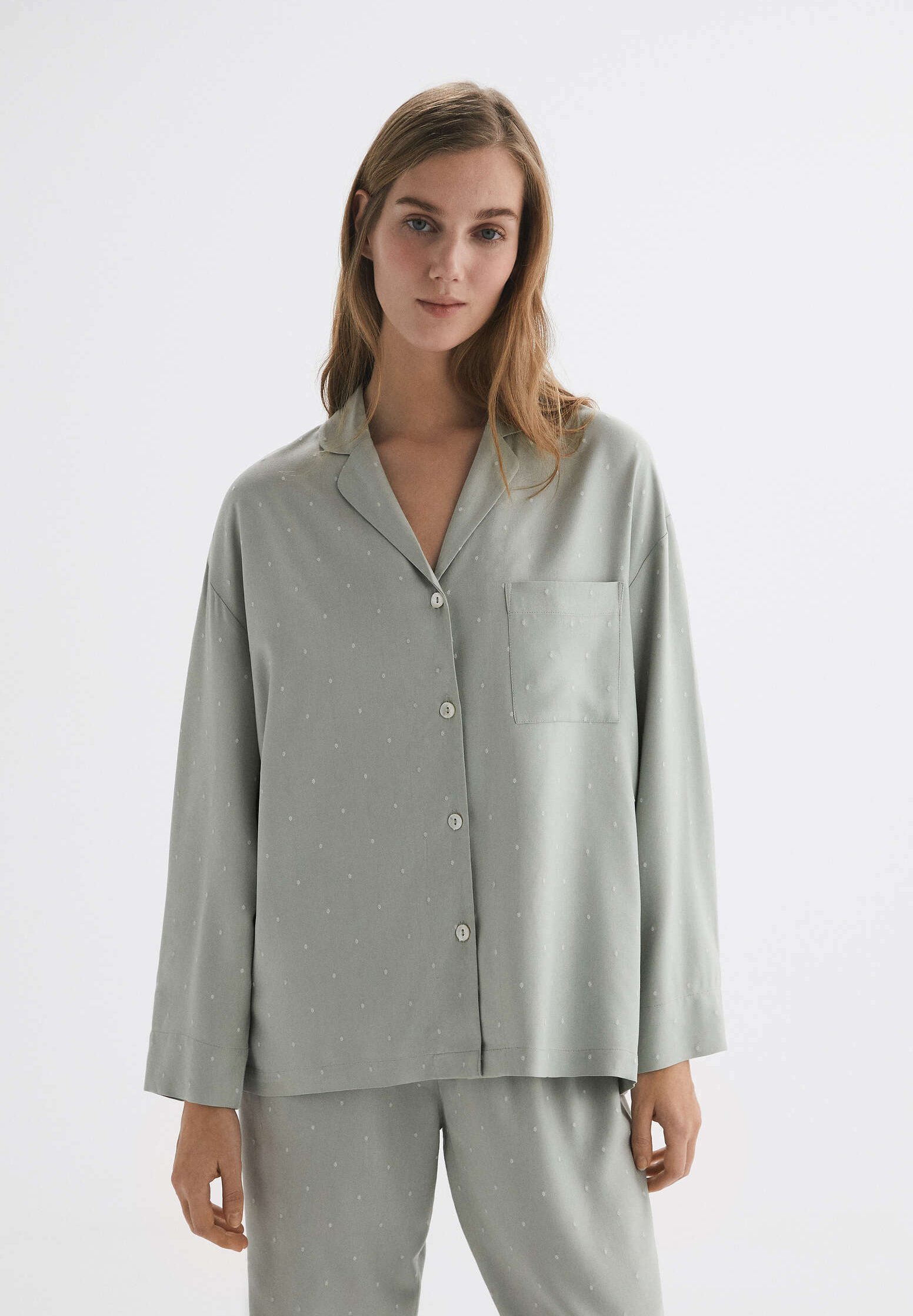 OYSHO MIT STICKEREI - Maglia del pigiama - green/verde - Zalando.it