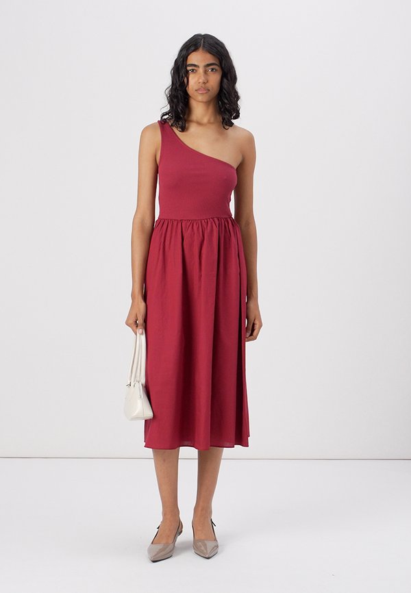 ONLIRIS LIFE ONE SHOULDER DRESS - Day dress - ruby wine3