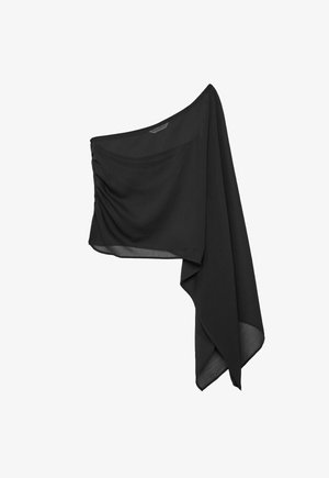 Stradivarius, ASYMMETRIC DRAPED TOP - T-shirt à manches longues - black