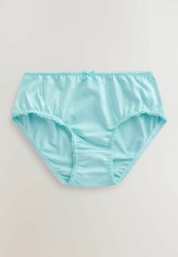 Hele sinine naistepesu pisikeste valgete täppidega, pitsääris jalaavauste ümber ja väike lips vöökohal keskel.