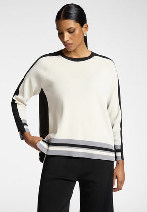 CON BORDI A RIGHE - Strickpullover - bianco