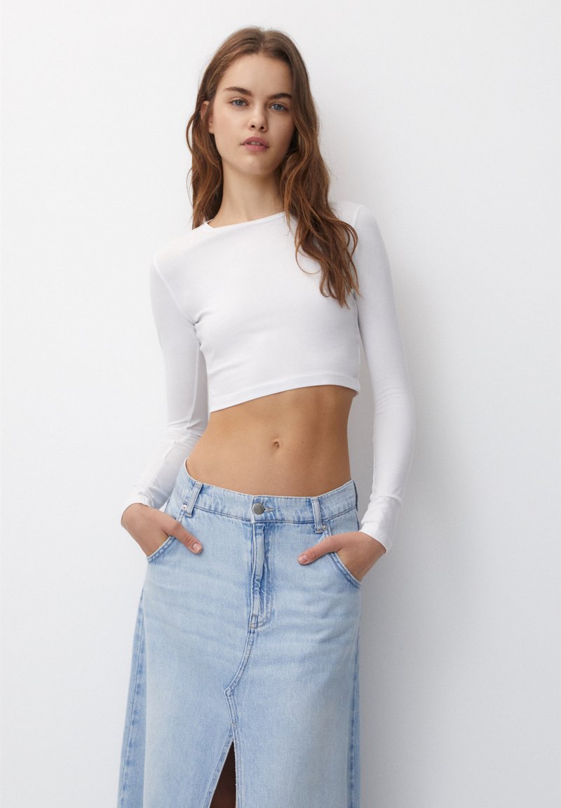 PULL&BEAR CROPPED Longsleeve white/wit Zalando.nl