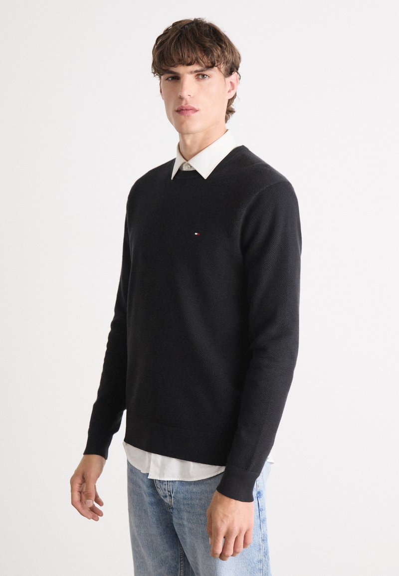 Tommy Hilfiger ESSENTIAL STRUCTURE CREW NECK - Striktrøje - black