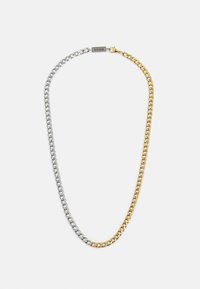 TWO TONE HALF AND HALF CURB CHAIN NECKLACE UNISEX - Halskette - silver-coloured