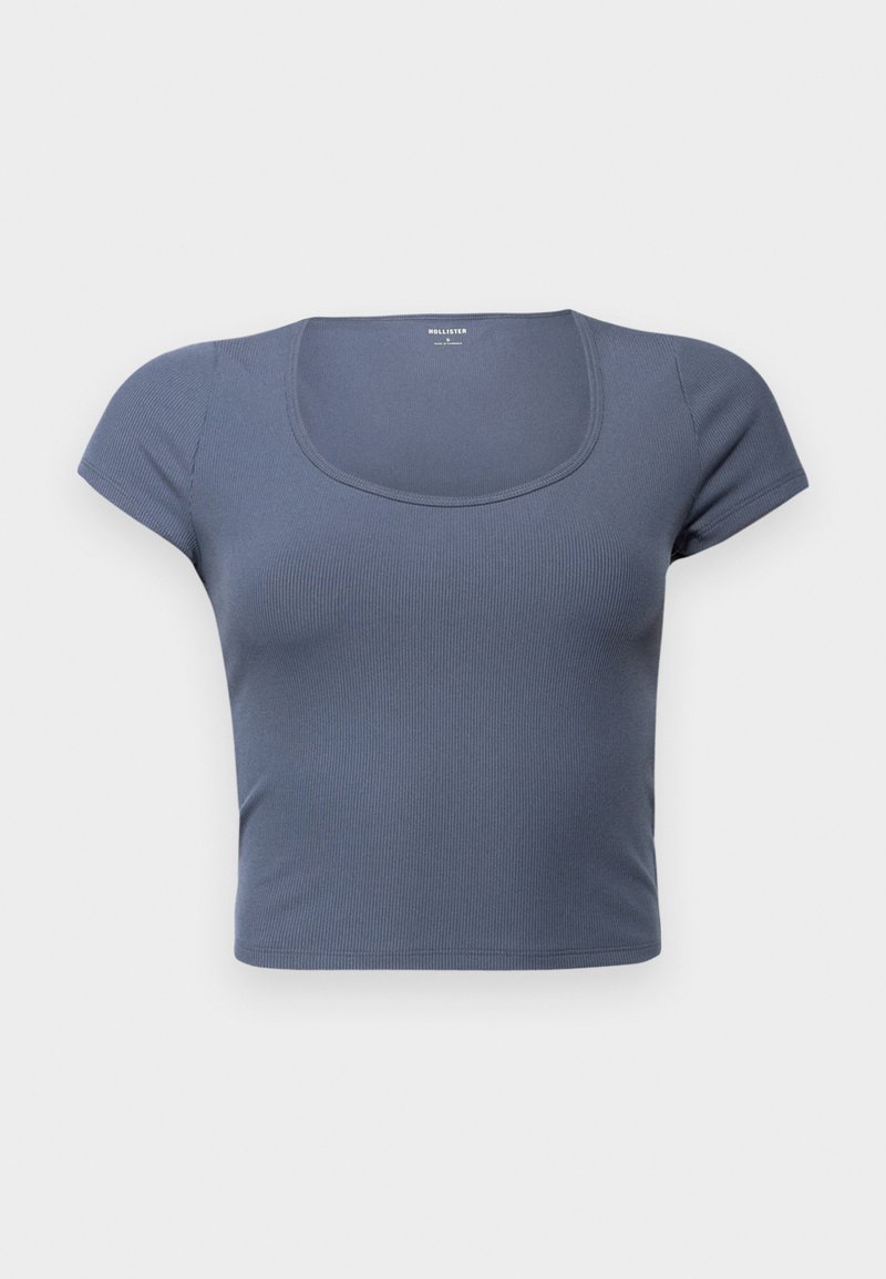 Hollister Co. JUL SEAMLESS SCOOP NECK - T-shirt basic - grisaille/blauw ...