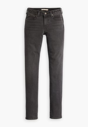 Tumedat hallid slim-fit teksad, mis on valmistatud denimist, viie-tasku disainiga ning õmblustähtedega mööda õmblusi ja taskuid.