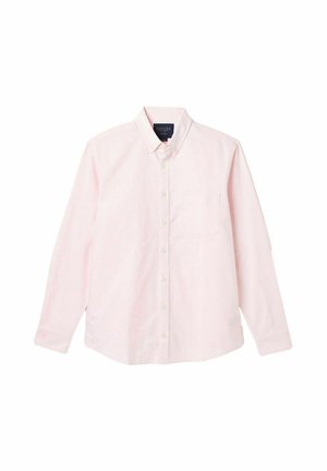 Lyserød langærmet skjorte med knapper lavet af bomuld, med en lomme på venstre bryst og en klassisk krave med matchende knapper.