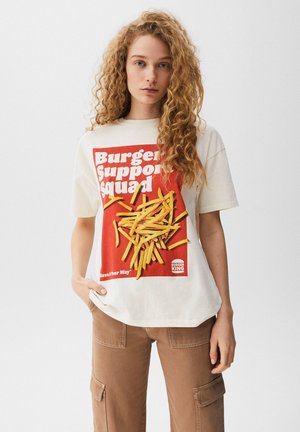 BURGER KING BURGER SUPPORT SQUAD - T-shirt z nadrukiem - beige