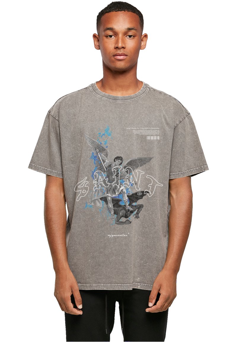 MJ Gonzales ACID WASHED HEAVY - Print T-shirt - asphalt
