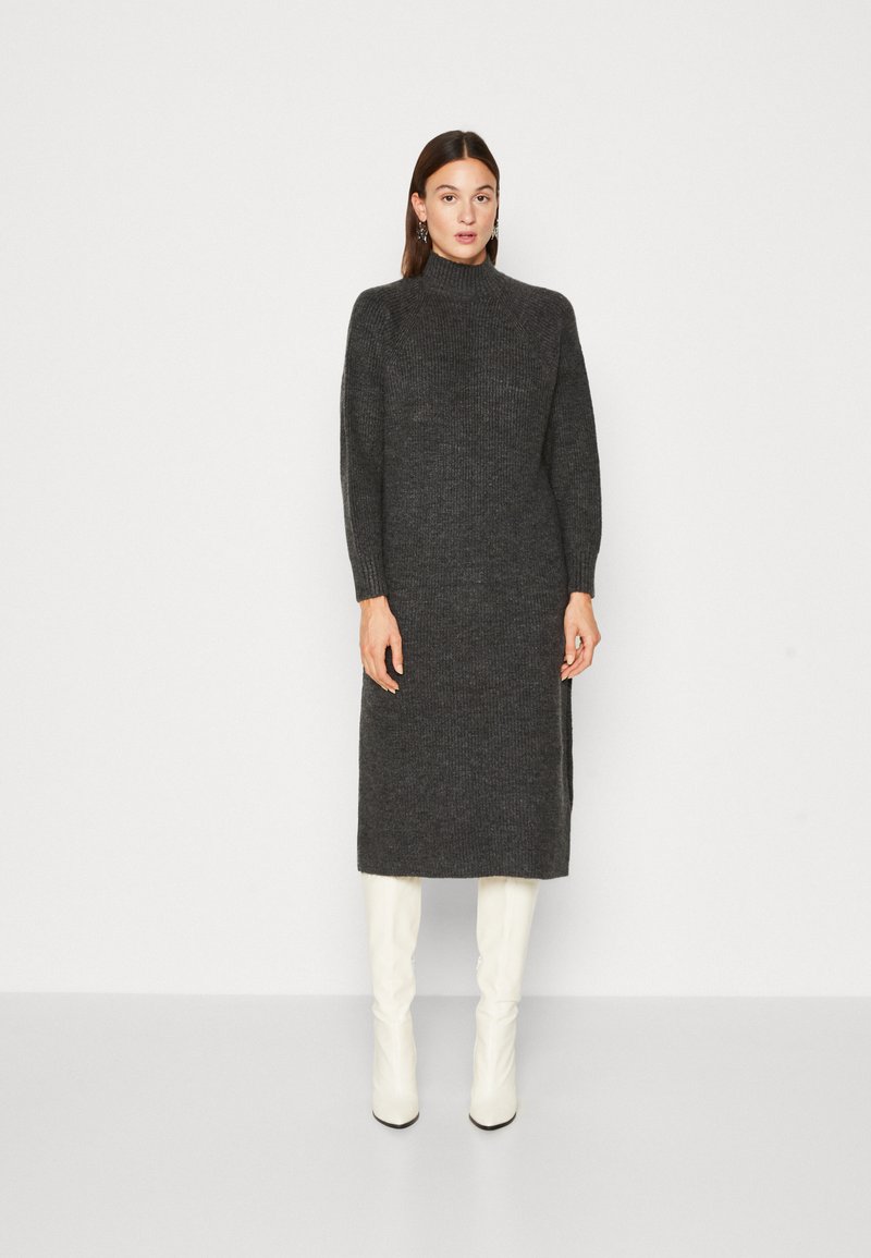 ONLY - ONLANDREA HIGHNECK DRESS - Gebreide jurk - dark grey melange, Vergroten