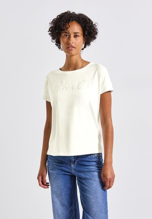 Street One MIT WORDING-STICKEREI - Print T-shirt - weiß