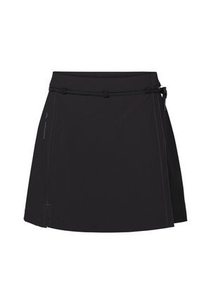 Mustmust ka elastse paelaga, reguleeritava nööriga ja kontrastse tikandiga. Kerge, lühike disain, sobib aktiivseks kasutamiseks.